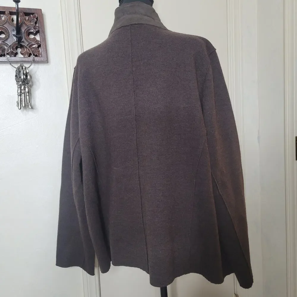 EILEEN FISHER Women Lamb Suede Merino Wool Felted Knit Blazer Jacket Shacket✨️2X